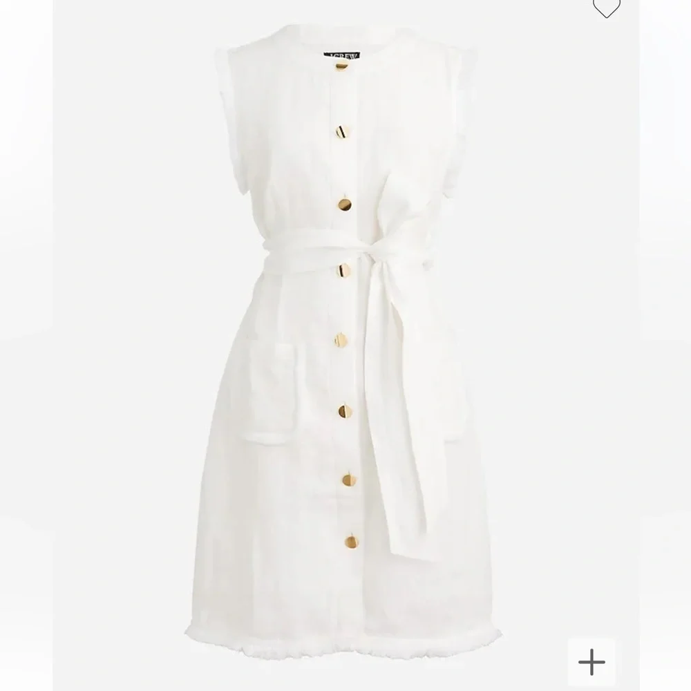 J crew Raw-hem mini shirtdress in linen